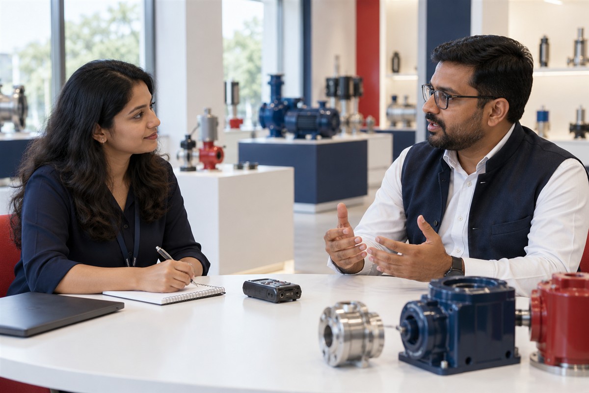Researcher interviewing an engineering product specialist