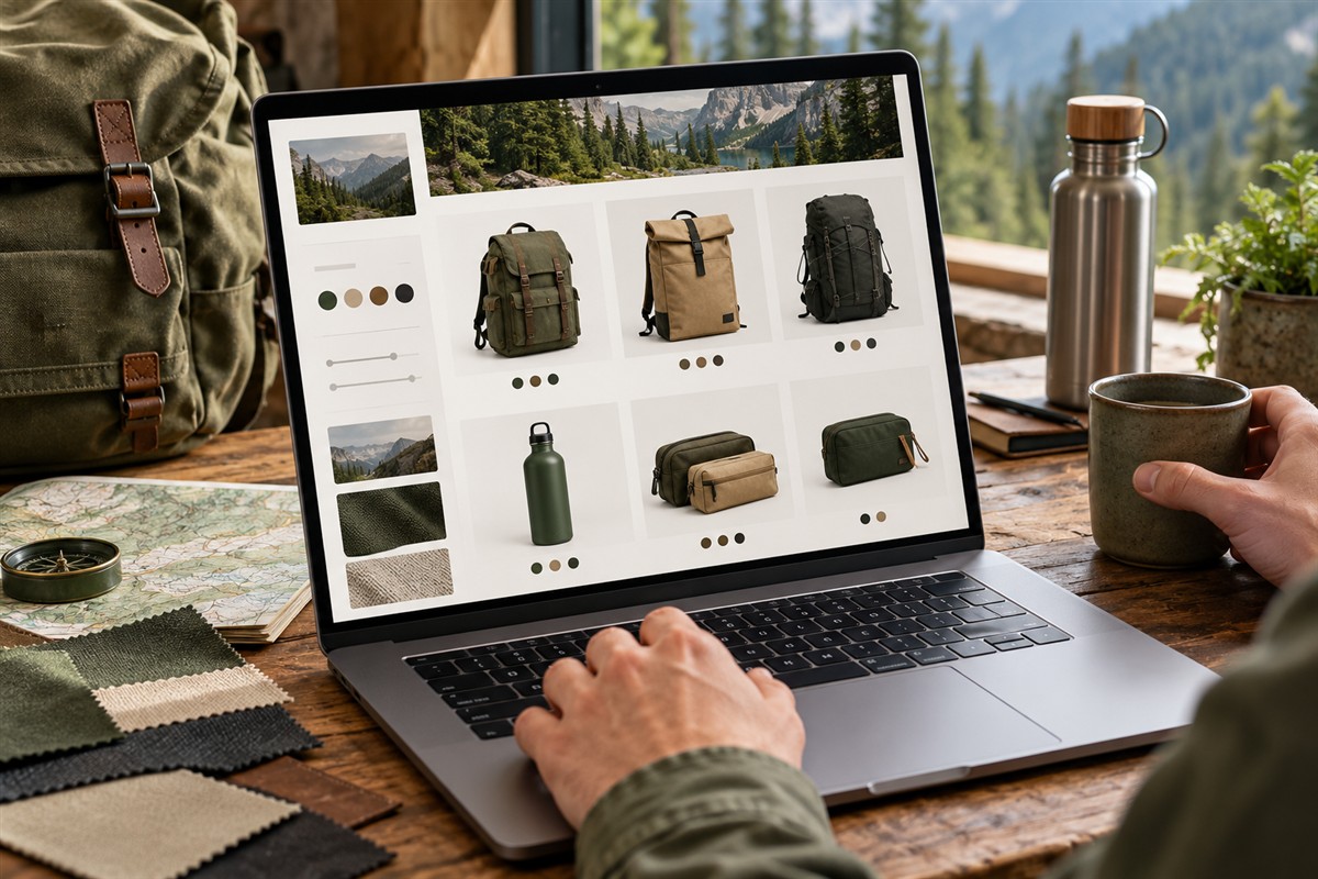 Outdoor accessories catalogue with filters and variant information