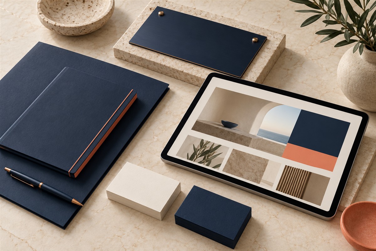 Coordinated business identity and website materials