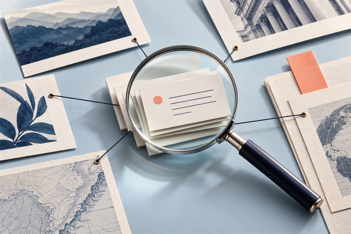 Conceptual illustration of AI answers connected to source documents
