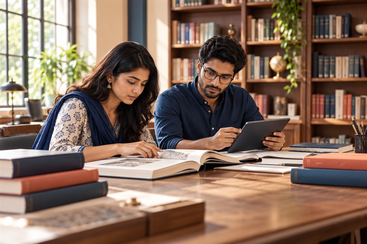 Researchers checking information against source materials