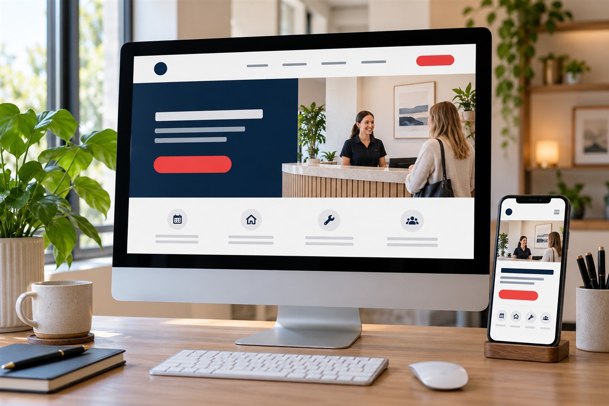 Illustrative local services website on desktop and mobile