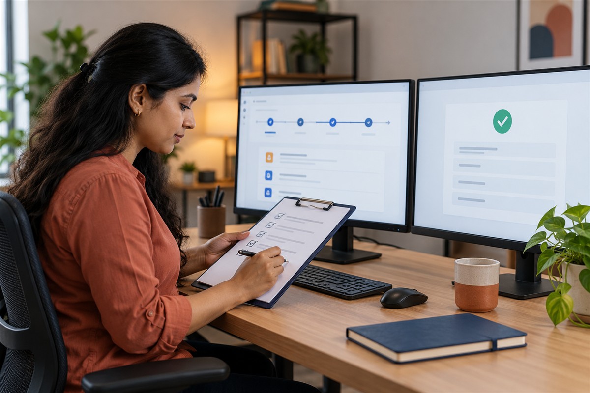 Analyst checking conversion events against a validation checklist