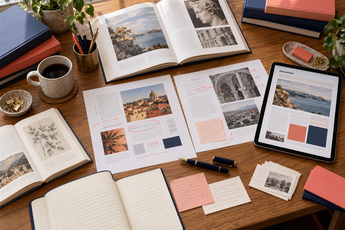 Content research and editorial planning materials
