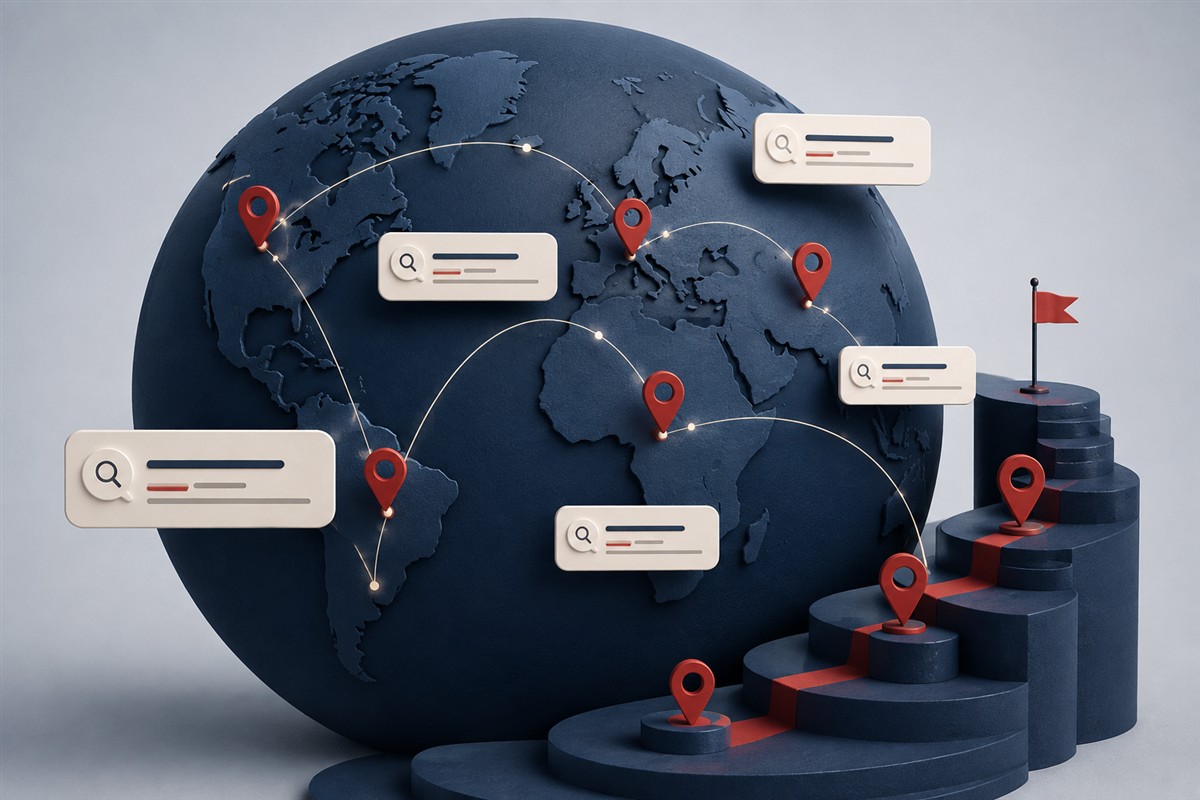 Illustration of a phased international search rollout