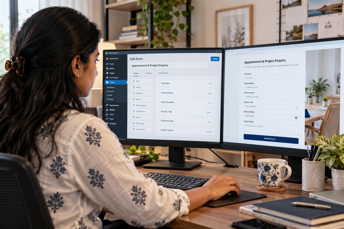 Developer configuring custom website enquiry fields